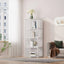 Modern Metal Vertical Bookcase with Closed Back and Frosted Door Storage