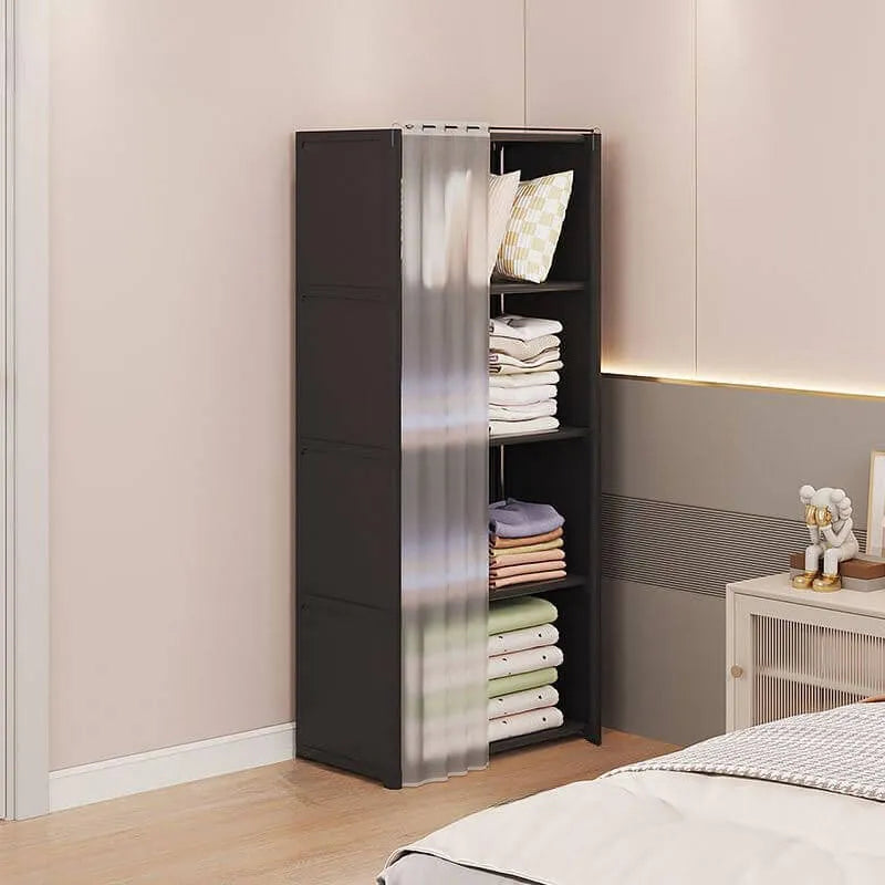 Modern Metal Vertical Bookcase with Closed Back and Frosted Door Storage