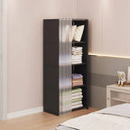 Modern Metal Vertical Bookcase with Closed Back and Frosted Door Storage