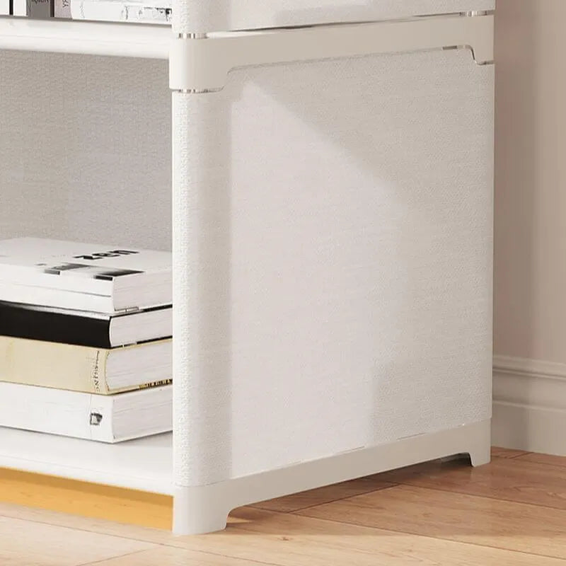 Modern Metal Vertical Bookcase with Closed Back and Frosted Door Storage