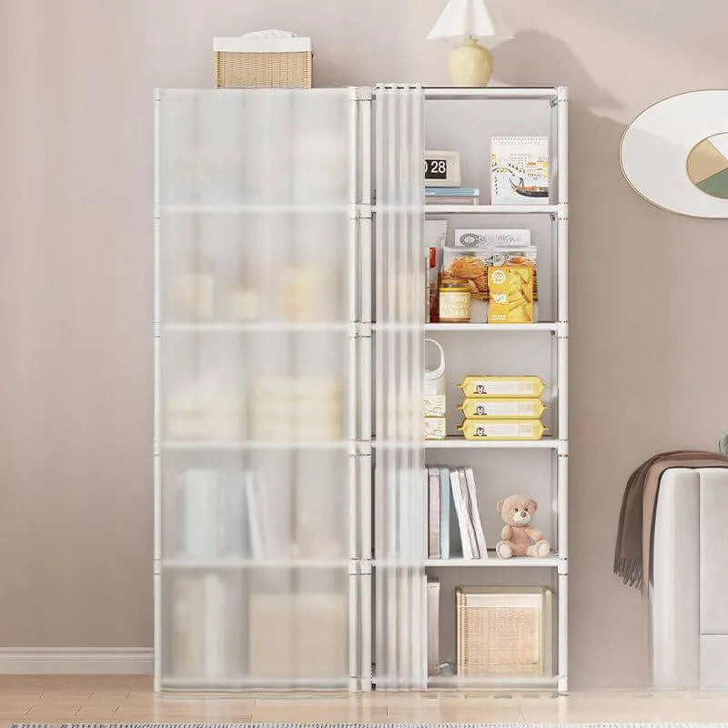 Modern Metal Vertical Bookcase with Closed Back and Frosted Door Storage Main Product Image Imagen principal del producto