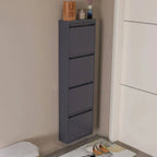 Modern Metal Wall-Mounted Shoe Cabinet with Adjustable Shelves
