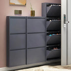 Modern Metal Wall-Mounted Shoe Cabinet with Adjustable Shelves