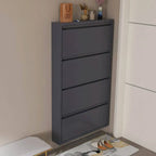 Modern Metal Wall-Mounted Shoe Cabinet with Adjustable Shelves