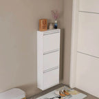 Modern Metal Wall-Mounted Shoe Cabinet with Adjustable Shelves