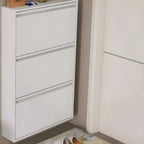 Modern Metal Wall-Mounted Shoe Cabinet with Adjustable Shelves