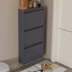 Modern Metal Wall-Mounted Shoe Cabinet with Adjustable Shelves