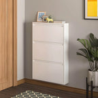 Modern Metal Wall-Mounted Shoe Cabinet with Adjustable Shelves