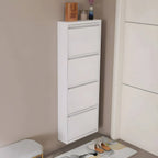 Modern Metal Wall-Mounted Shoe Cabinet with Adjustable Shelves