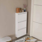 Modern Metal Wall-Mounted Shoe Cabinet with Adjustable Shelves