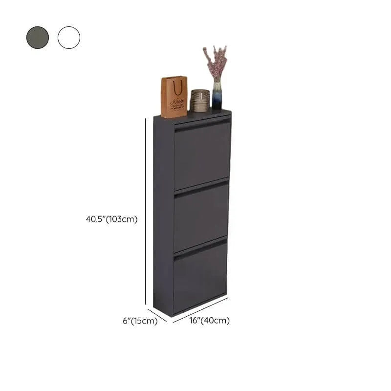 Modern Metal Wall-Mounted Shoe Cabinet with Adjustable Shelves Dimensions