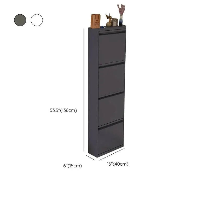 Modern Metal Wall-Mounted Shoe Cabinet with Adjustable Shelves Dimensions