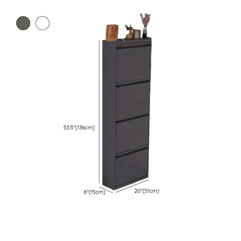Modern Metal Wall-Mounted Shoe Cabinet with Adjustable Shelves Dimensions