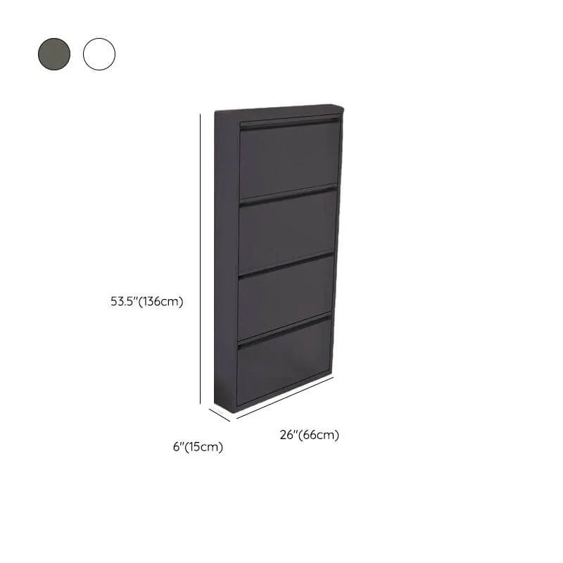 Modern Metal Wall-Mounted Shoe Cabinet with Adjustable Shelves Dimensions