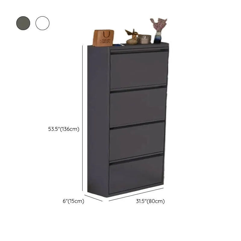 Modern Metal Wall-Mounted Shoe Cabinet with Adjustable Shelves Dimensions