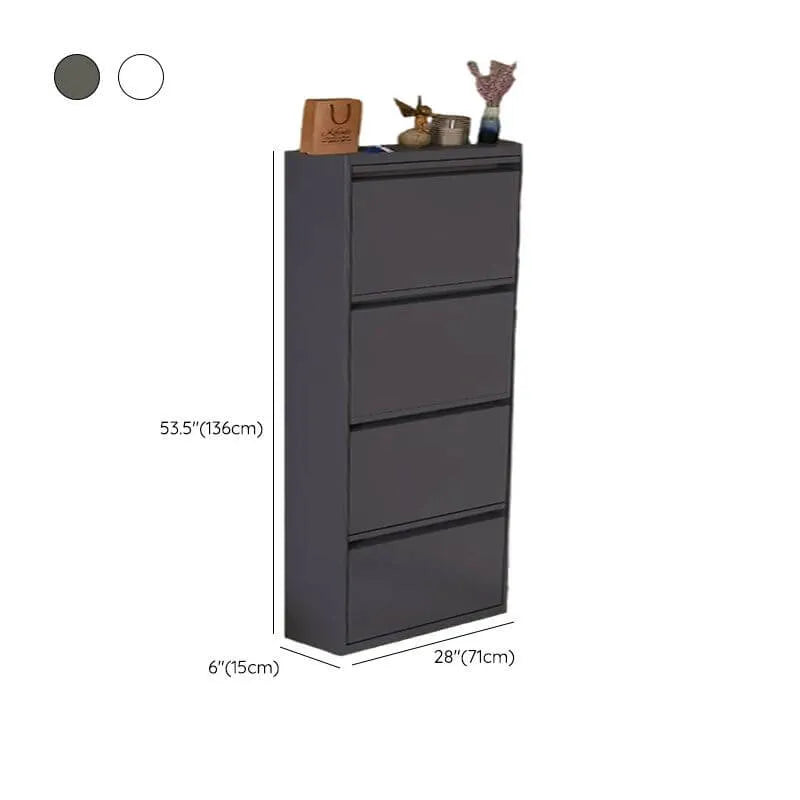Modern Metal Wall-Mounted Shoe Cabinet with Adjustable Shelves Dimensions