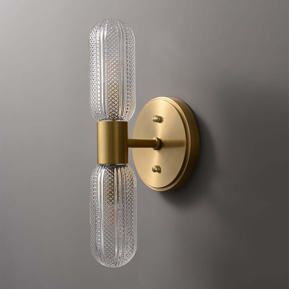 Modern Metal Wall Sconce with Glass Shades and Up Down Lighting