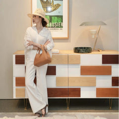 Modern Minimalist Entryway Cabinet with Unique Wood Design