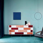 Modern Minimalist Entryway Cabinet with Unique Wood Design