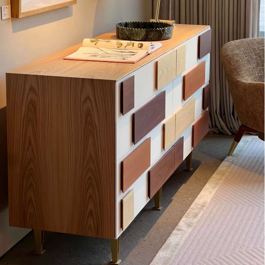 Modern Minimalist Entryway Cabinet with Unique Wood Design