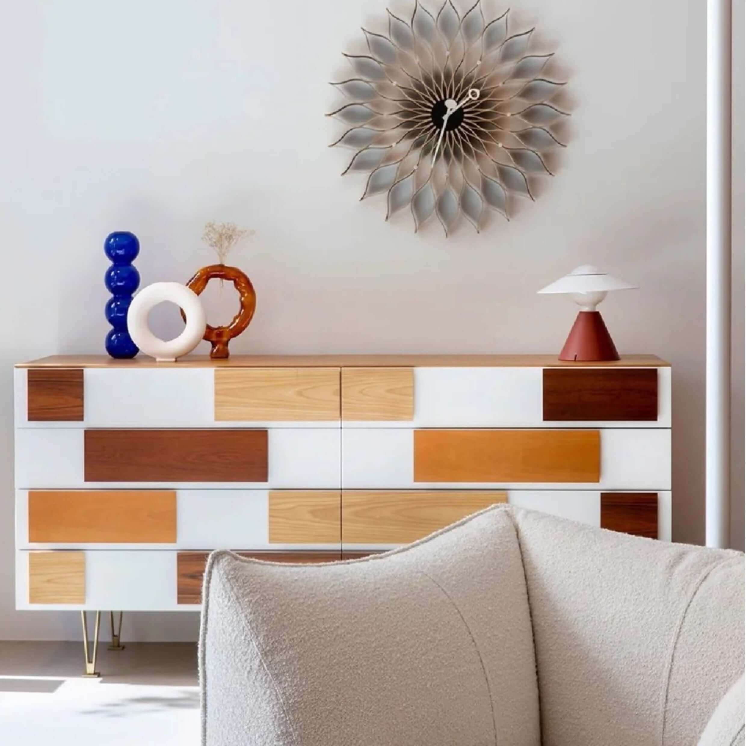 Modern Minimalist Entryway Cabinet with Unique Wood Design