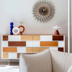 Modern Minimalist Entryway Cabinet with Unique Wood Design