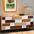 Modern Minimalist Entryway Cabinet with Unique Wood Design