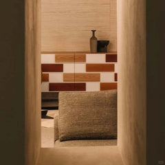 Modern Minimalist Entryway Cabinet with Unique Wood Design