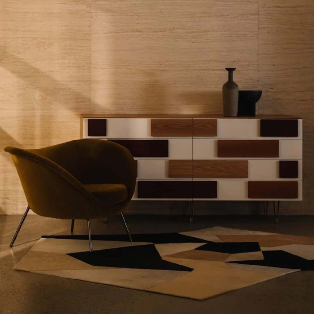 Modern Minimalist Entryway Cabinet with Unique Wood Design