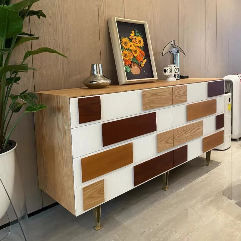 Modern Minimalist Entryway Cabinet with Unique Wood Design