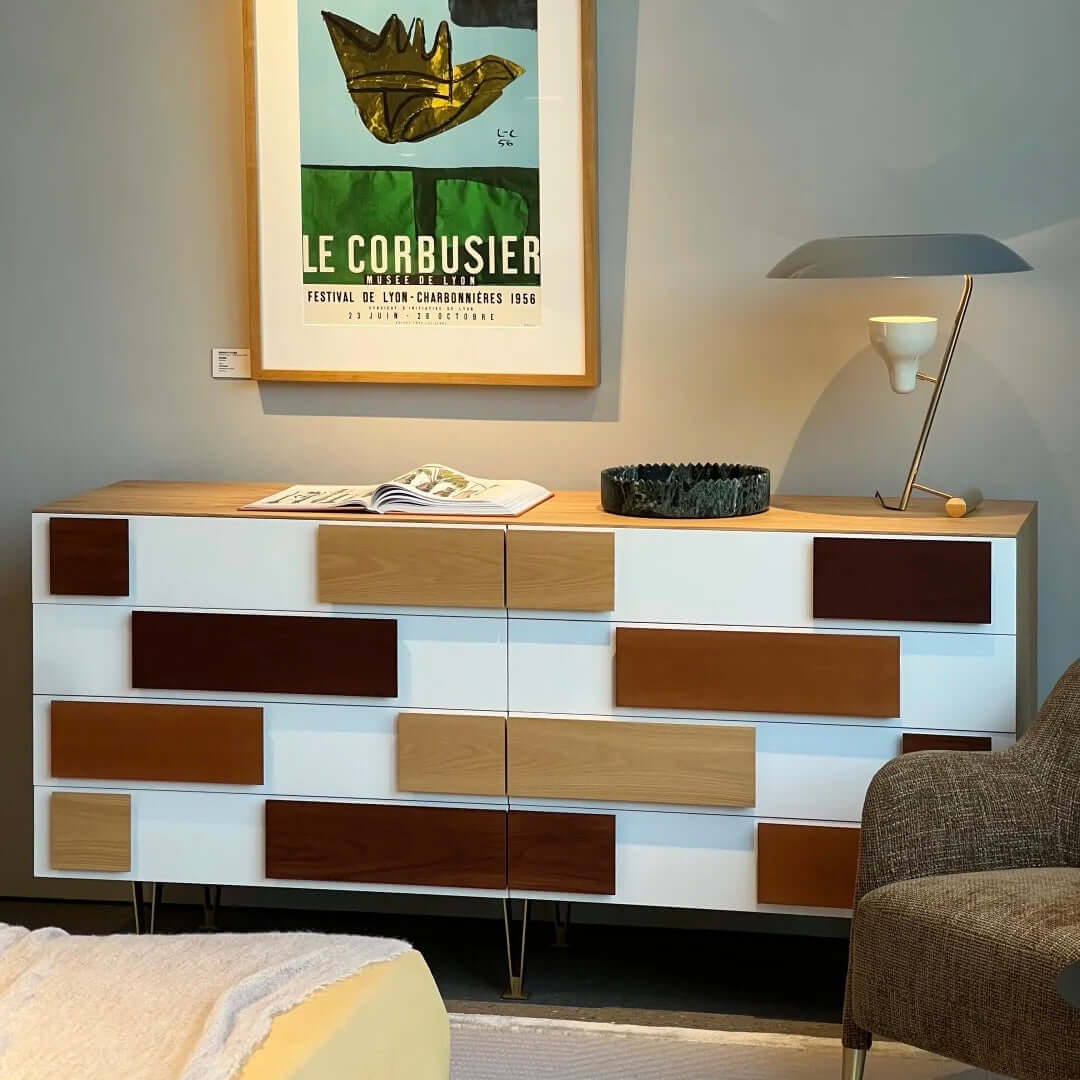 Modern Minimalist Entryway Cabinet with Unique Wood Design