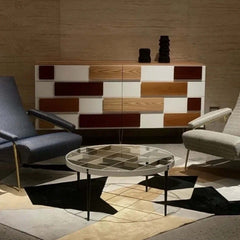 Modern Minimalist Entryway Cabinet with Unique Wood Design