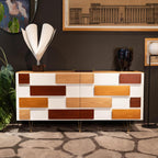 Modern Minimalist Entryway Cabinet with Unique Wood Design Main Product Image