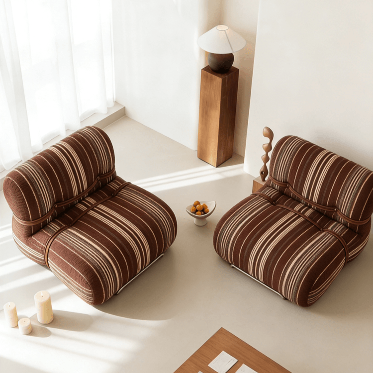 Modern Minimalist Striped Sofa Chair with Ergonomic Support