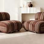 Modern Minimalist Striped Sofa Chair with Ergonomic Support