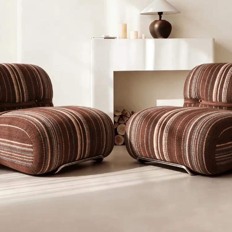 Modern Minimalist Striped Sofa Chair with Ergonomic Support