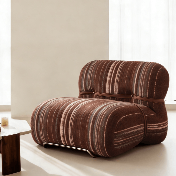 Modern Minimalist Striped Sofa Chair with Ergonomic Support