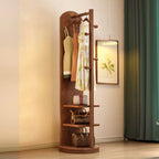 Modern Mirrored Hall Tree with Open Shelves & Rotating Hooks