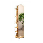 Modern Mirrored Hall Tree with Open Shelves & Rotating Hooks