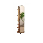 Modern Mirrored Hall Tree with Open Shelves & Rotating Hooks