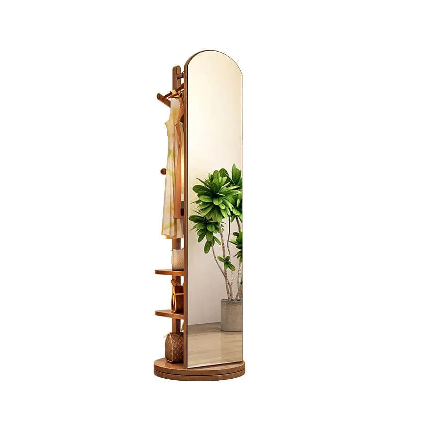 Modern Mirrored Hall Tree with Open Shelves & Rotating Hooks Main Product Image Main image