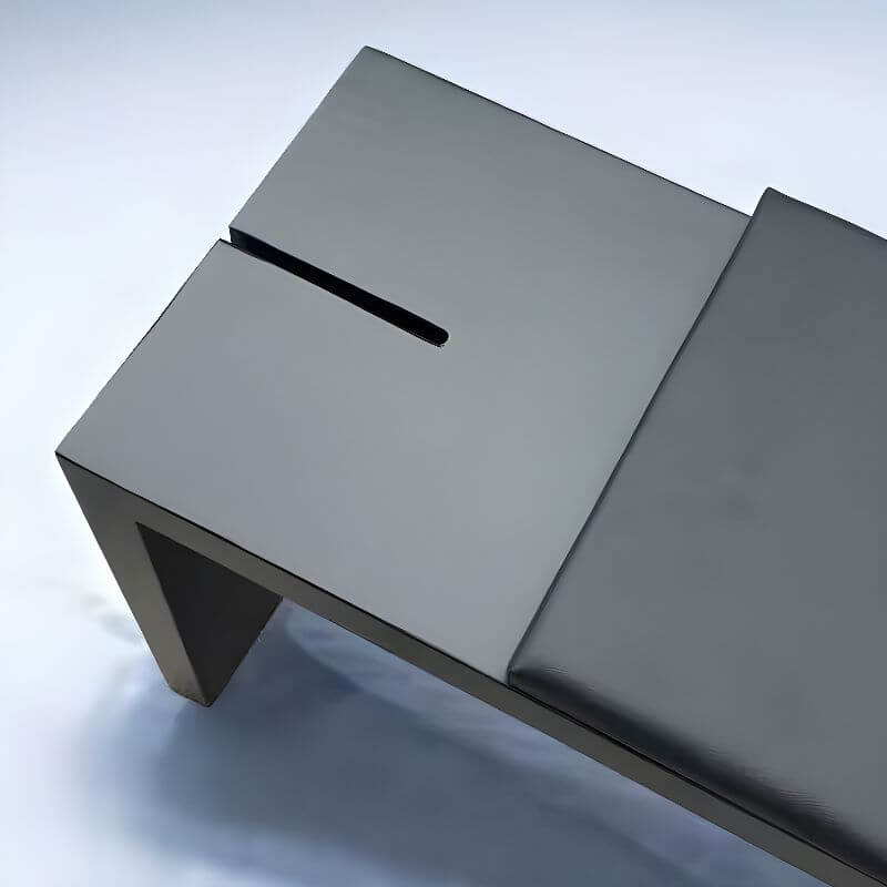 Modern Modular Upholstered Bench with Wood Legs and Leather Cushion