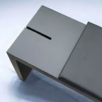 Modern Modular Upholstered Bench with Wood Legs and Leather Cushion