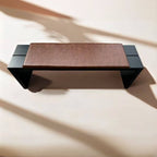 Modern Modular Upholstered Bench with Wood Legs and Leather Cushion