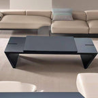 Modern Modular Upholstered Bench with Wood Legs and Leather Cushion