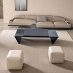 Modern Modular Upholstered Bench with Wood Legs and Leather Cushion Main Product Image