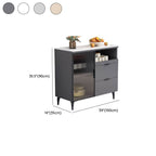 Modern Narrow Sideboard with Ribbed Glass Doors and Stone Top Dimensions