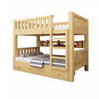 Modern Natural Finish Bunk Bed with Built-In Ladder for Kids