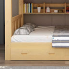 Modern Natural Finish Bunk Bed with Built-In Ladder for Kids