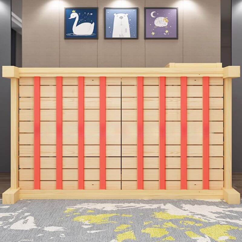 Modern Natural Finish Bunk Bed with Built-In Ladder for Kids